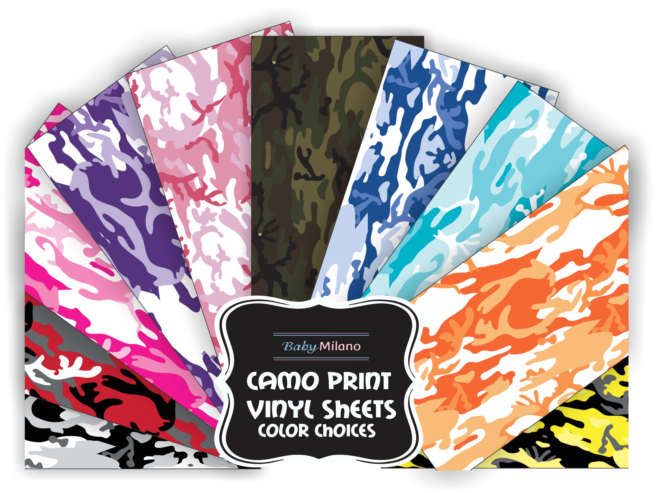 Camo Print Iron On Vinyl Sheets (Select Color) RNK Shops