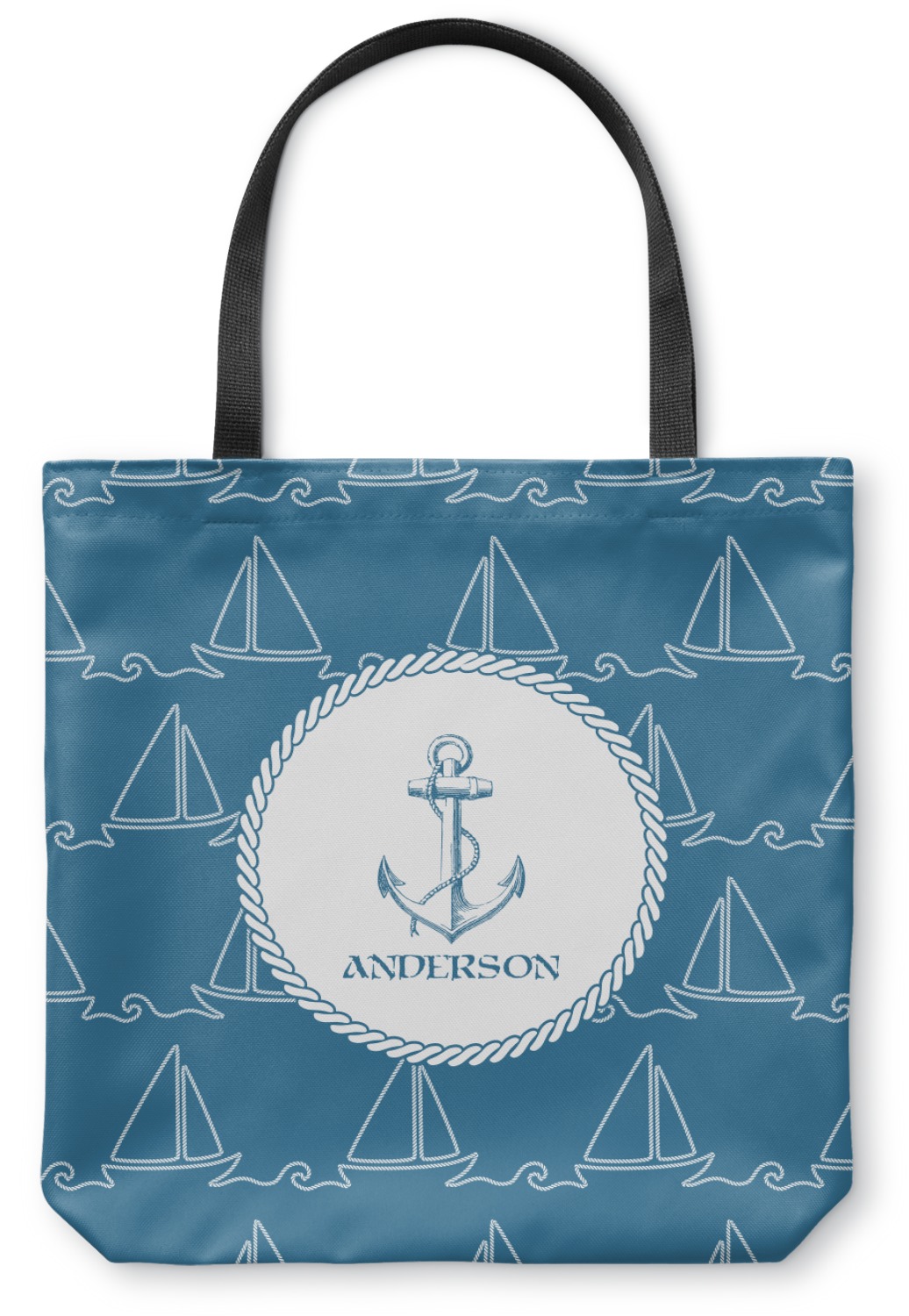 Rope Sail Boats Canvas Tote Bag - Medium - 16&quot;x16&quot; (Personalized) - You Customize It