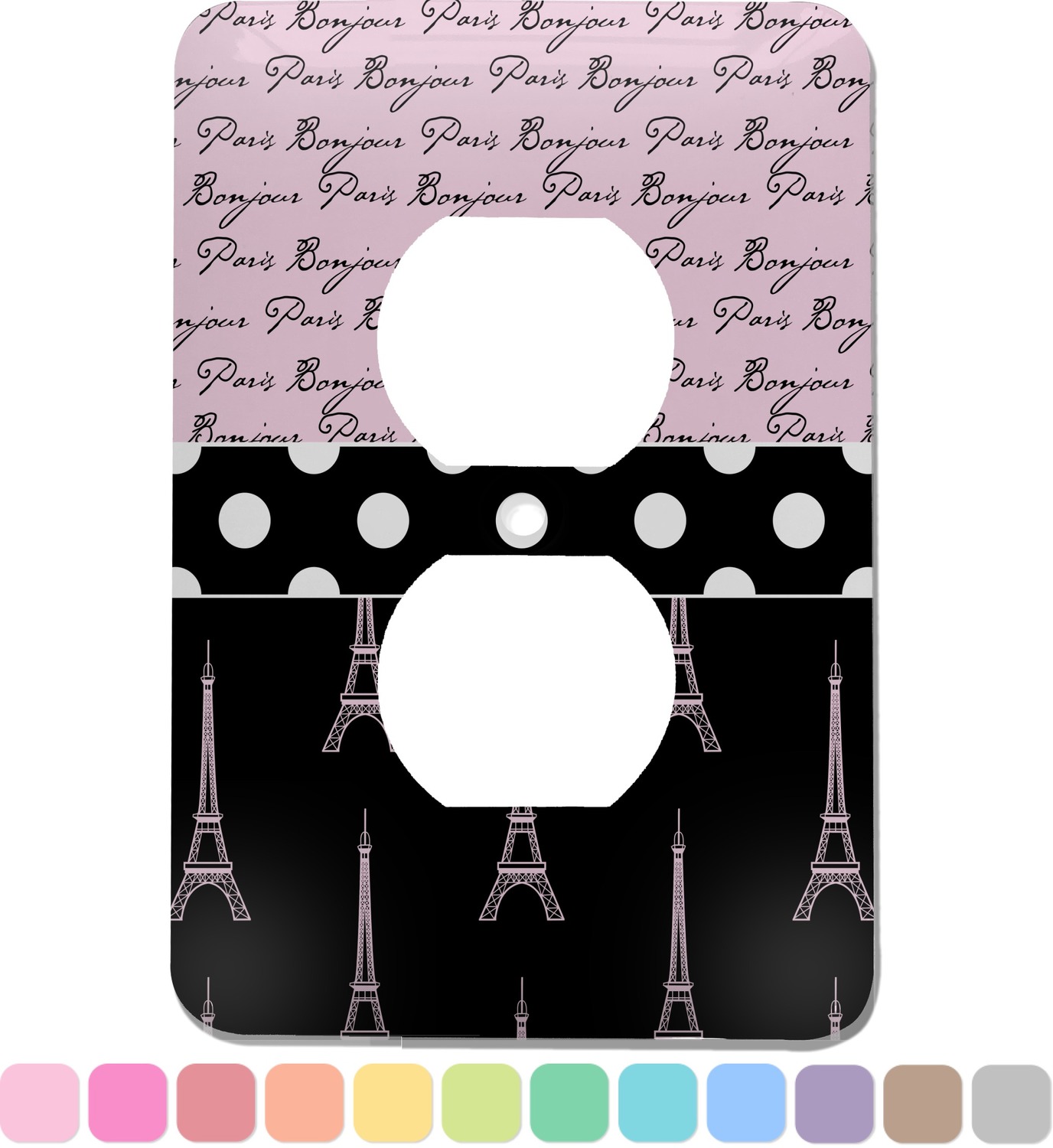 Paris Bonjour and Eiffel Tower Electric Outlet Plate (Personalized) - YouCustomizeIt